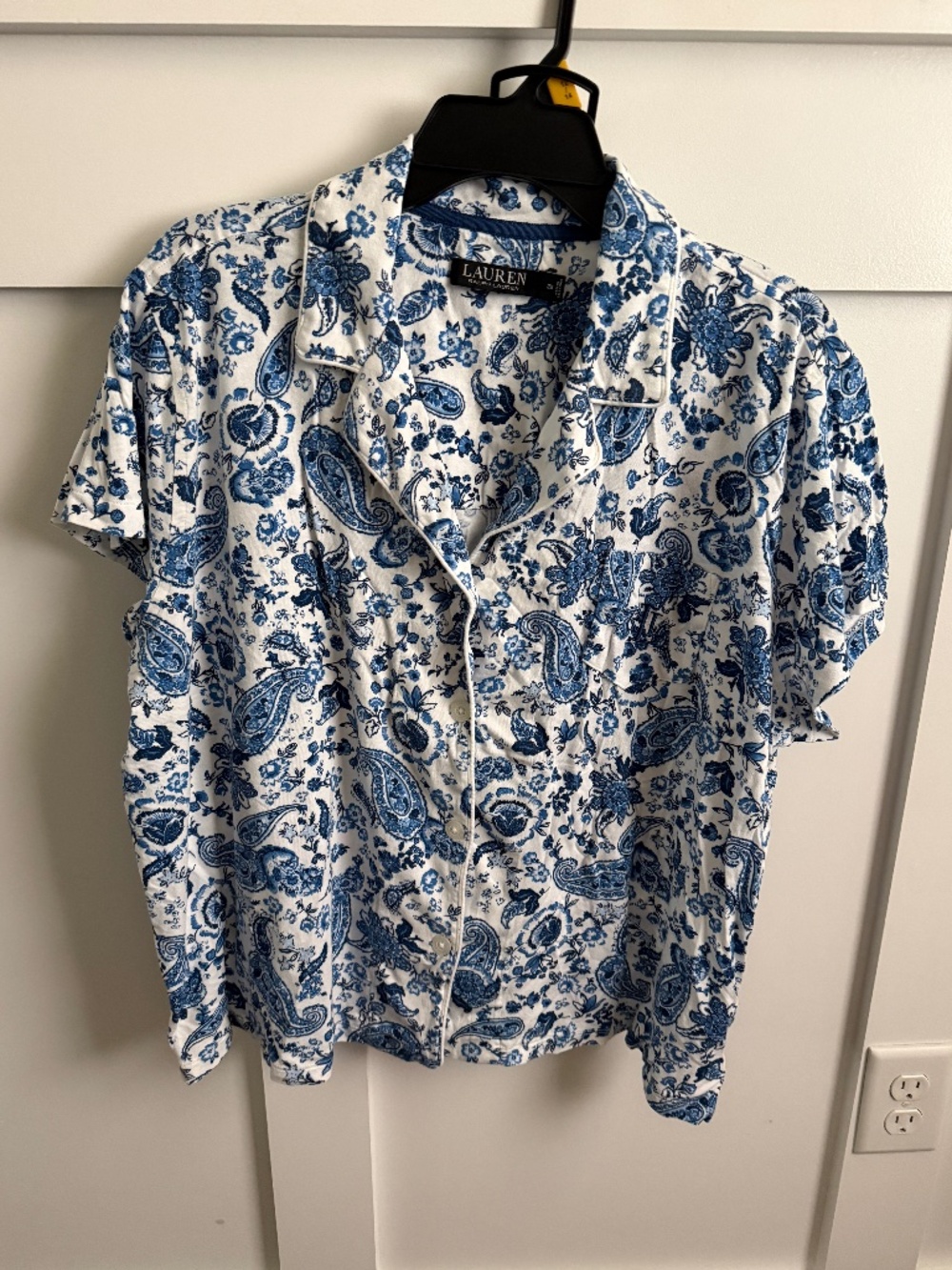 NWOT Lauren Ralph Lauren Knit Pajamas button up top and drawstring shorts 2X